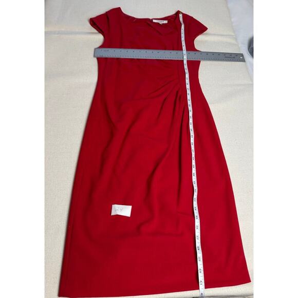 LK BENNETT POCO SALSA RED CAP SLEEVE STRETCH KNEE LENGTH DRESS SIZE 10 - Picture 6 of 10